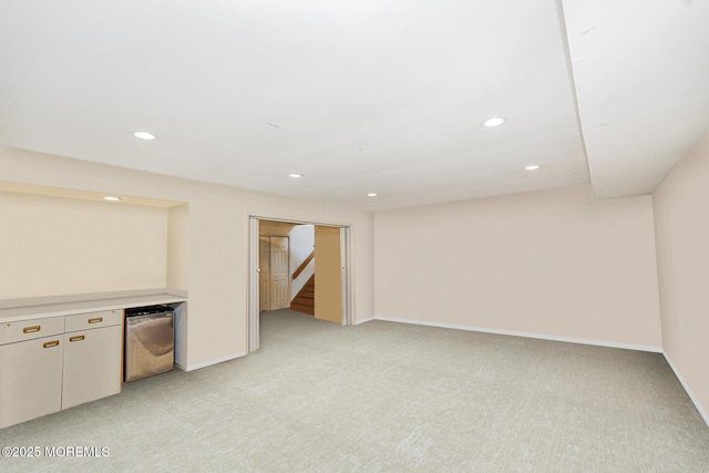 35 High Ridge Rd, Ocean Twp, NJ 07712 - finished basement with stairs, light carpet, and recessed lighting