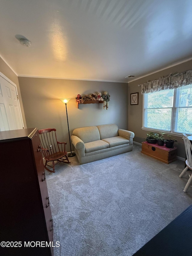 27 Pacific Ave, North Middletown, NJ 07748 - living area with carpet, crown molding, and baseboards