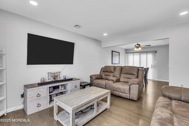 711 Chelsea St, Forked River, NJ 08731 - living area with ceiling fan, wood finished floors, recessed lighting, and baseboards