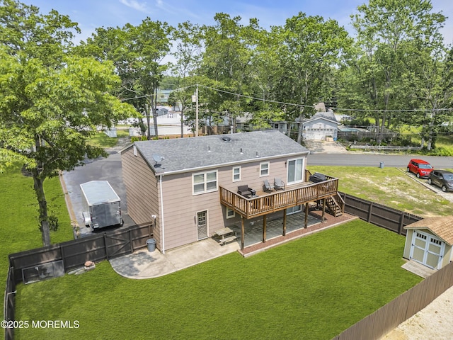 711 Chelsea St, Forked River, NJ 08731 - back of house featuring a wooden deck, a patio, stairway, and a shingled roof