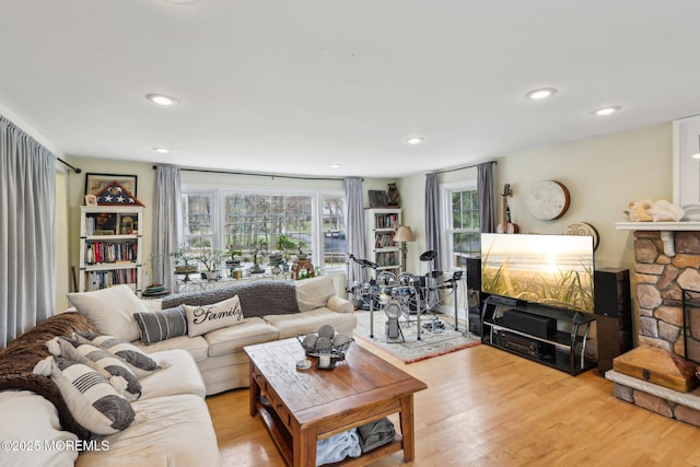 1592 W Front St, Lincroft, NJ 07738 - living area featuring light wood finished floors and recessed lighting