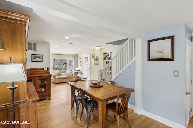1592 W Front St, Lincroft, NJ 07738 - dining room with light wood finished floors, stairs, baseboards, and recessed lighting