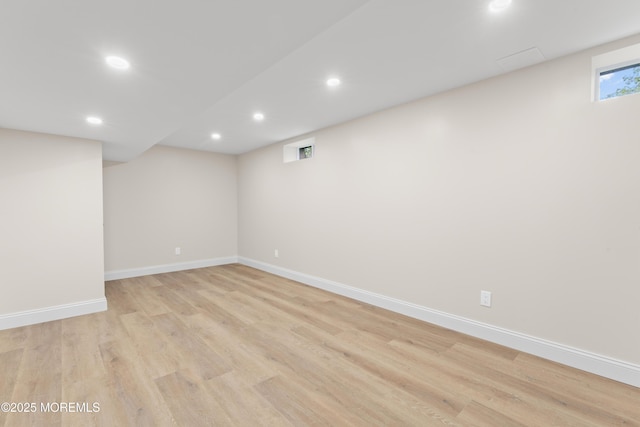 5 Rose St, Lincroft, NJ 07738 - below grade area with recessed lighting, light wood-style flooring, and baseboards