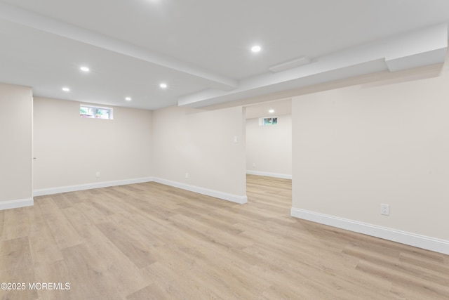 5 Rose St, Lincroft, NJ 07738 - basement with baseboards, light wood-style flooring, and recessed lighting