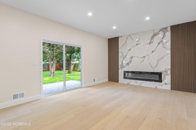 5 Rose St, Lincroft, NJ 07738 - unfurnished living room with recessed lighting, wood finished floors, baseboards, and a fireplace