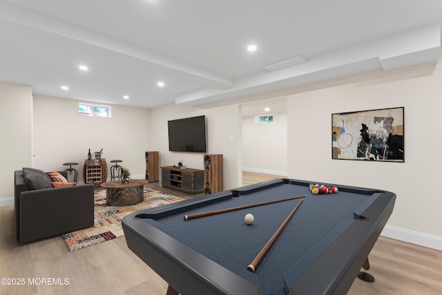 5 Rose St, Lincroft, NJ 07738 - recreation room featuring light wood finished floors, recessed lighting, baseboards, and pool table
