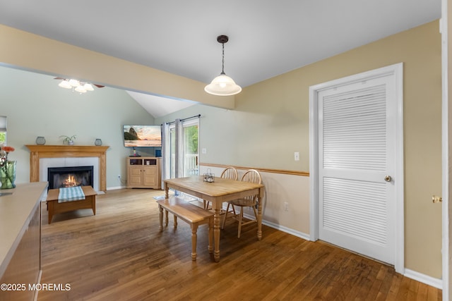 17 Durell Dr, Jackson, NJ 08527 - dining space with vaulted ceiling, wood finished floors, baseboards, and a fireplace