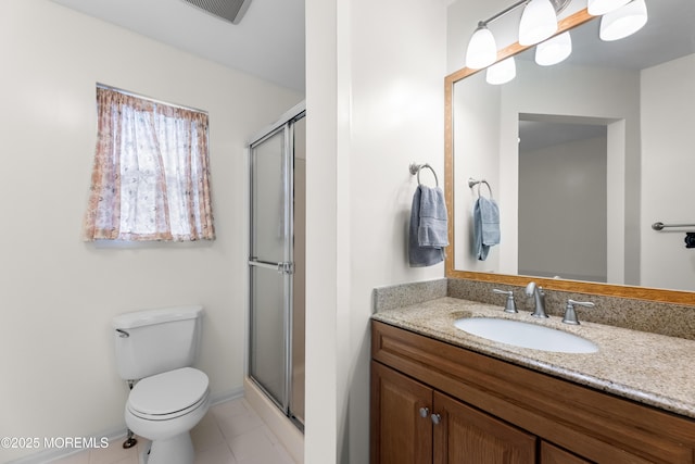 17 Durell Dr, Jackson, NJ 08527 - bathroom featuring toilet, a shower stall, vanity, tile patterned floors, and baseboards