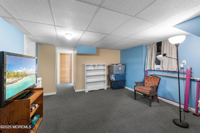 17 Durell Dr, Jackson, NJ 08527 - living area featuring a drop ceiling, carpet floors, and baseboards