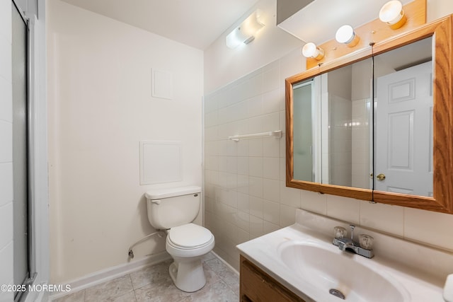 17 Durell Dr, Jackson, NJ 08527 - full bath featuring vanity, tile walls, toilet, a stall shower, and tile patterned flooring