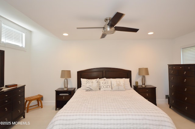 11 Fern Ct, Tinton Falls, NJ 07724 - bedroom featuring recessed lighting, baseboards, ceiling fan, and light colored carpet