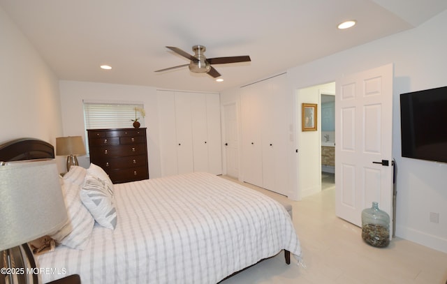 11 Fern Ct, Tinton Falls, NJ 07724 - bedroom with recessed lighting, a ceiling fan, and a closet