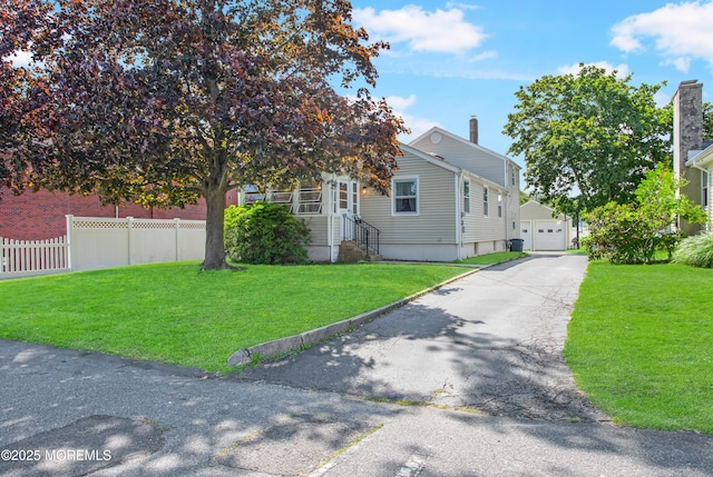 81 Curtis Pl, Manasquan, NJ 08736 - view of front facade with entry steps, a garage, and a chimney
