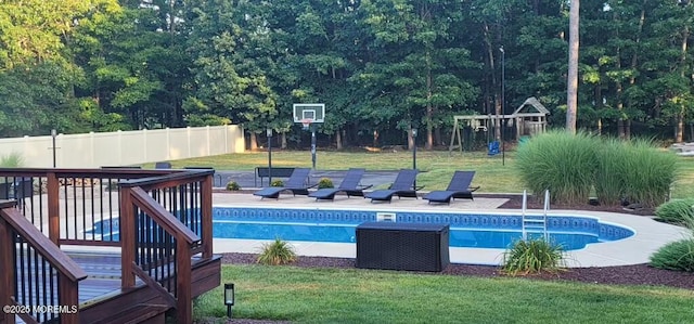 8 Reagan Dr, Jackson, NJ 08527 - view of pool with a playground and a wooden deck