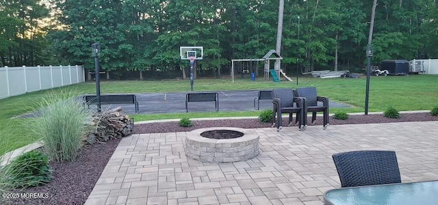 8 Reagan Dr, Jackson, NJ 08527 - view of patio with an outdoor fire pit and a playground
