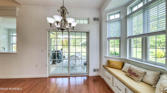 38 Ocean Grove Ln, Waretown, NJ 08758 - entryway with a chandelier, dark wood-type flooring, and baseboards