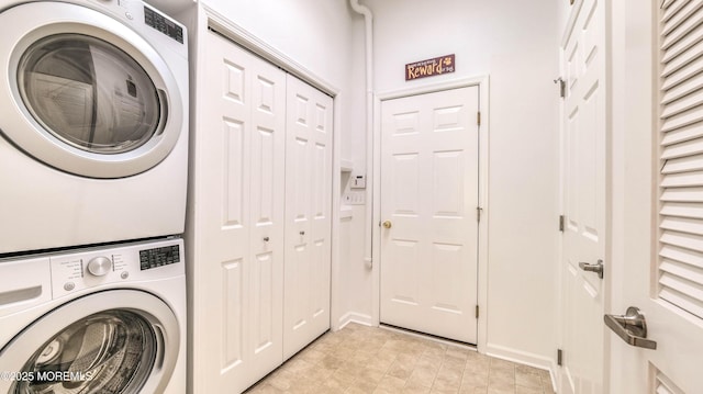 38 Ocean Grove Ln, Waretown, NJ 08758 - washroom featuring stacked washer / drying machine