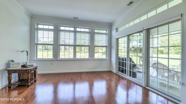 38 Ocean Grove Ln, Waretown, NJ 08758 - sunroom featuring healthy amount of natural light, hardwood / wood-style floors, crown molding, and baseboards