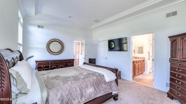 38 Ocean Grove Ln, Waretown, NJ 08758 - bedroom featuring ornamental molding, light colored carpet, ensuite bathroom, and baseboards