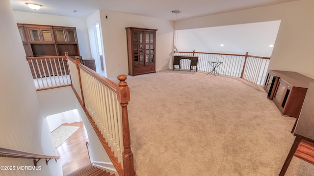 38 Ocean Grove Ln, Waretown, NJ 08758 - corridor with an upstairs landing, wood finished floors, and carpet flooring