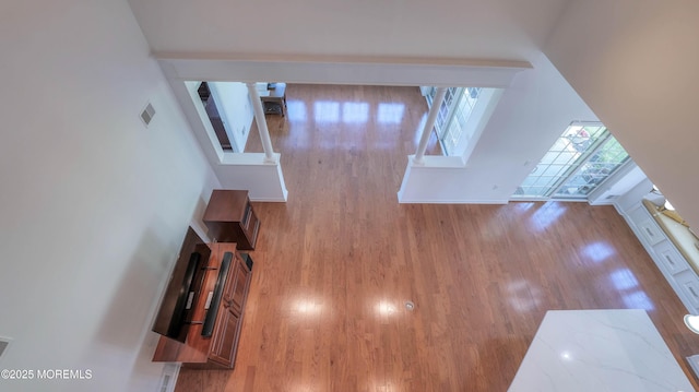 38 Ocean Grove Ln, Waretown, NJ 08758 - unfurnished living room featuring wood finished floors and baseboards