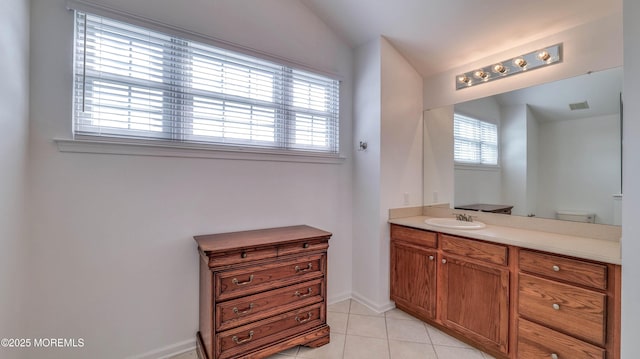 38 Ocean Grove Ln, Waretown, NJ 08758 - bathroom with vanity, tile patterned floors, toilet, and baseboards