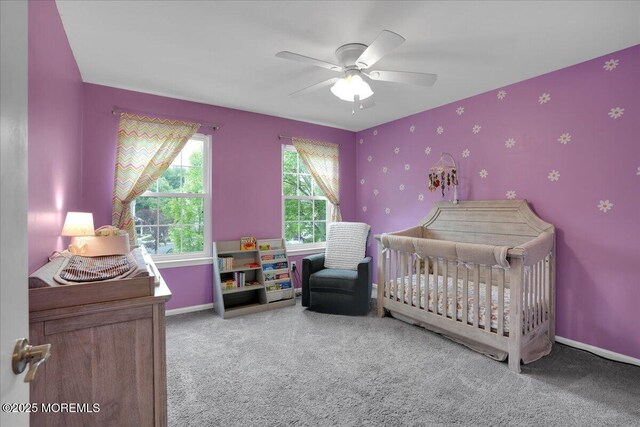 503 Oswego Ct, Mount Laurel, NJ 08054 - bedroom with carpet flooring, a nursery area, and ceiling fan