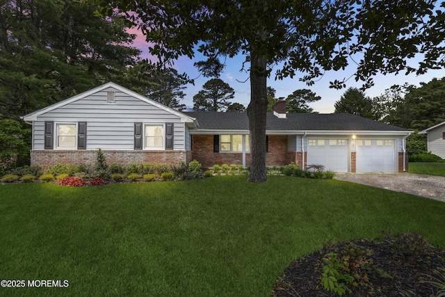 13 Pinehurst Dr, Little Egg Harbor, NJ 08087 - ranch-style home with brick siding, driveway, an attached garage, and a lawn