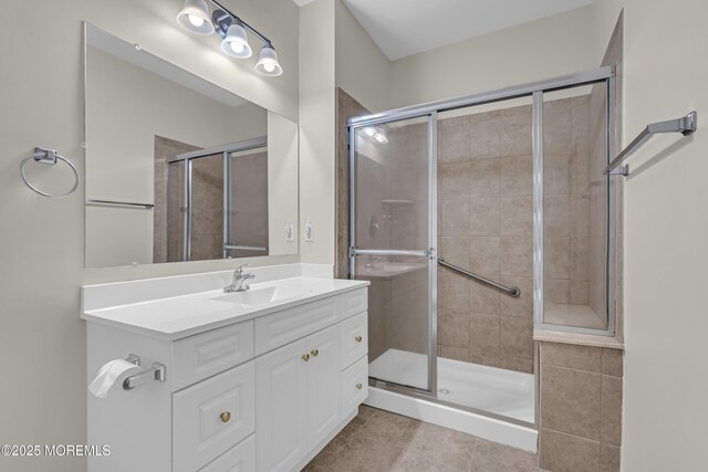 113 Sophee Ln, Lakewood, NJ 08701 - bathroom with vanity, a stall shower, and tile patterned flooring