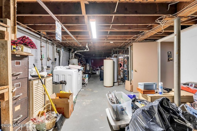 7 E Parkway Pl, Holmdel, NJ 07733 - unfinished basement with gas water heater and washer and clothes dryer