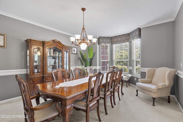 23 Emma Ln, Jackson, NJ 08527 - dining space featuring a chandelier, light colored carpet, and ornamental molding