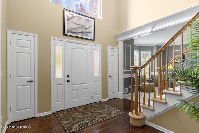 23 Emma Ln, Jackson, NJ 08527 - foyer with a high ceiling, stairway, and wood finished floors
