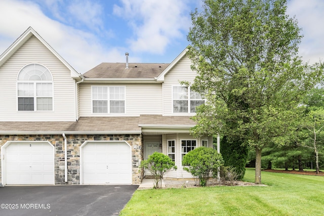 1 Maywood Run, Tinton Falls, NJ 07753 - view of property with driveway, a front lawn, a garage, and roof with shingles