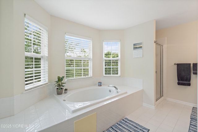 1 Maywood Run, Tinton Falls, NJ 07753 - bathroom with a garden tub, a stall shower, and tile patterned floors