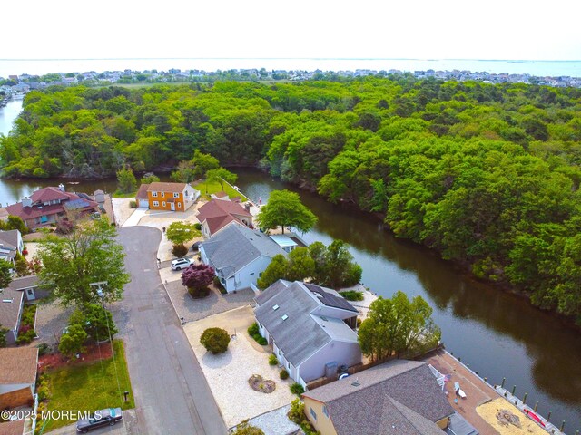 1124 Skiff Way Dr, Forked River, NJ 08731 - aerial view of residential area featuring a nearby body of water and a heavily wooded area