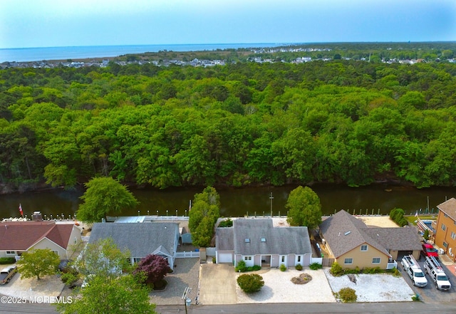 1124 Skiff Way Dr, Forked River, NJ 08731 - aerial view of residential area featuring a nearby body of water and a heavily wooded area