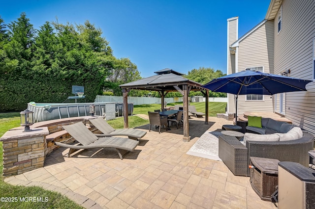201 Manfre Ct, Freehold, NJ 07728 - view of patio / terrace featuring an outdoor hangout area, a gazebo, and outdoor dining space