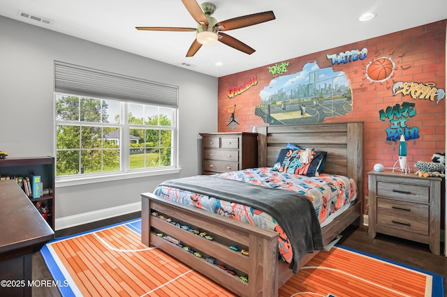 201 Manfre Ct, Freehold, NJ 07728 - bedroom with baseboards, recessed lighting, wood finished floors, and ceiling fan