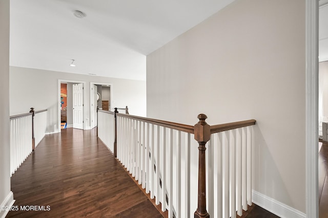 201 Manfre Ct, Freehold, NJ 07728 - corridor with an upstairs landing, dark wood-style floors, baseboards, and lofted ceiling