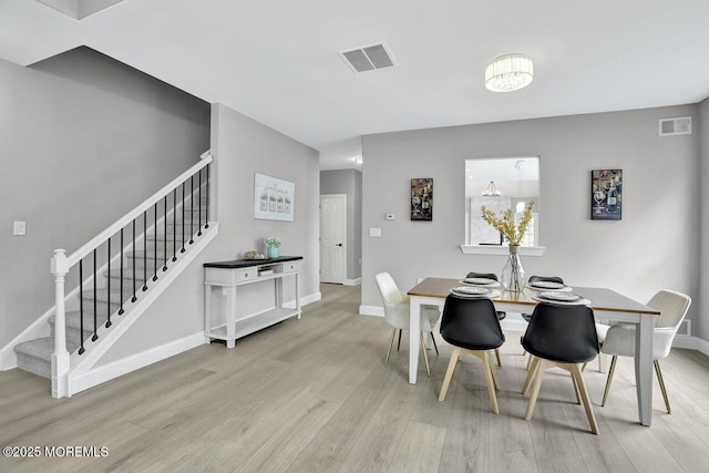 6 Isabella Dr, Manchester, NJ 08759 - dining space featuring light wood finished floors, stairs, and baseboards