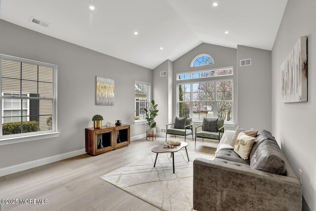 6 Isabella Dr, Manchester, NJ 08759 - living area featuring wood finished floors, recessed lighting, baseboards, and high vaulted ceiling