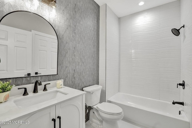 6 Isabella Dr, Manchester, NJ 08759 - bathroom featuring toilet, bathtub / shower combination, vanity, and recessed lighting