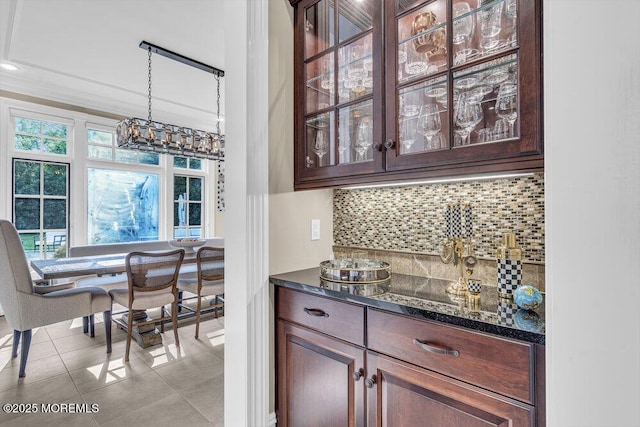 23 Pilgrim Way, Colts Neck, NJ 07722 - bar with backsplash and light tile patterned flooring