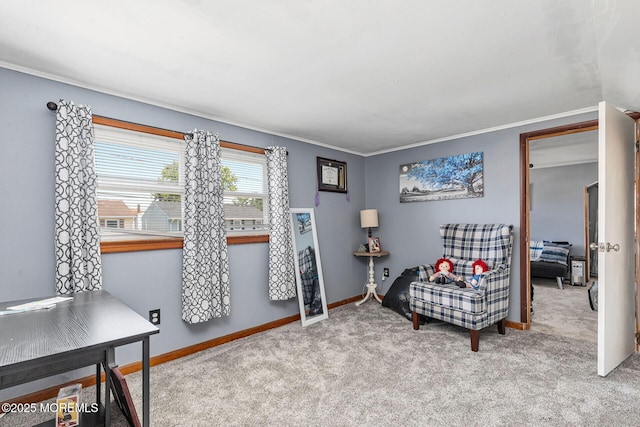 164 Holly St, Port Reading, NJ 07064 - sitting room with carpet, baseboards, and crown molding