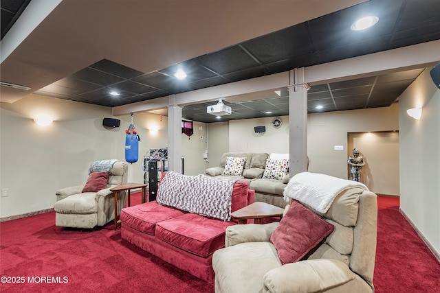 1102 Schencks Mill Line Rd, Toms River, NJ 08753 - home theater room with carpet, baseboards, and a drop ceiling