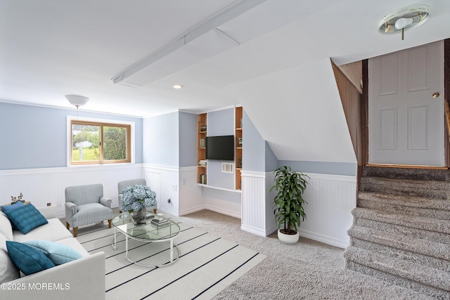2005 Nassau Dr, Spring Lake, NJ 07762 - living room featuring wainscoting and carpet flooring