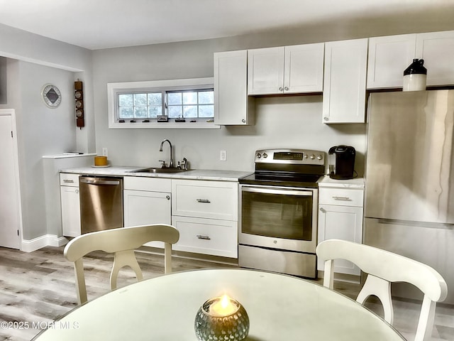 470 Mantoloking Rd, Brick, NJ 08723 - kitchen featuring stainless steel appliances, a sink, light countertops, and white cabinetry