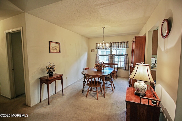 612 Petunia Ln S, Whiting, NJ 08759 - dining area with light carpet, a chandelier, a textured ceiling, and baseboards
