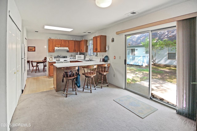 612 Petunia Ln S, Whiting, NJ 08759 - kitchen with brown cabinets, light carpet, light countertops, and white appliances