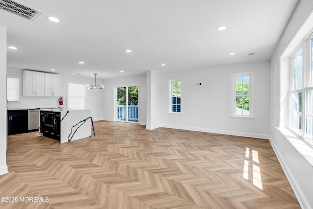 118 Cedar Point Ave, Brick, NJ 08723 - unfurnished living room with a chandelier, recessed lighting, and baseboards